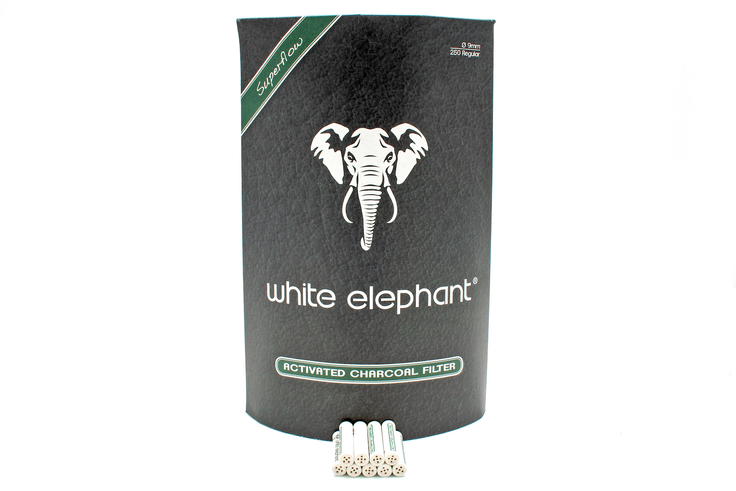 White Elephant 250 Activated Charcoal Filter 9mm Jumbo (10x)